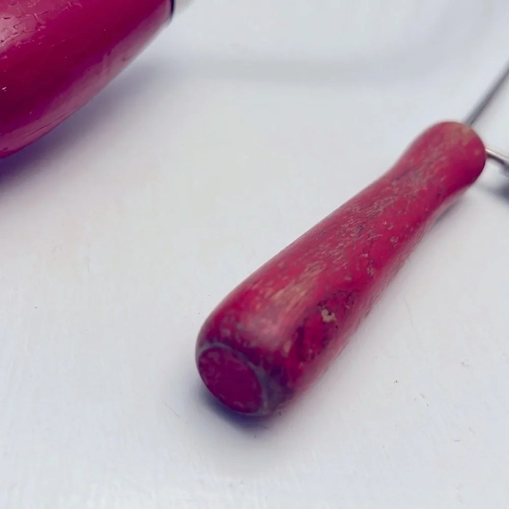 Vintage Kitchen Utensils Painted Red Handles Potato Masher Wavey Kringle Cutter